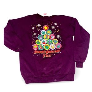 Seasons Greeting Ya’ll! Vintage Texas Themed Puff Ink Sweatshirt: Large